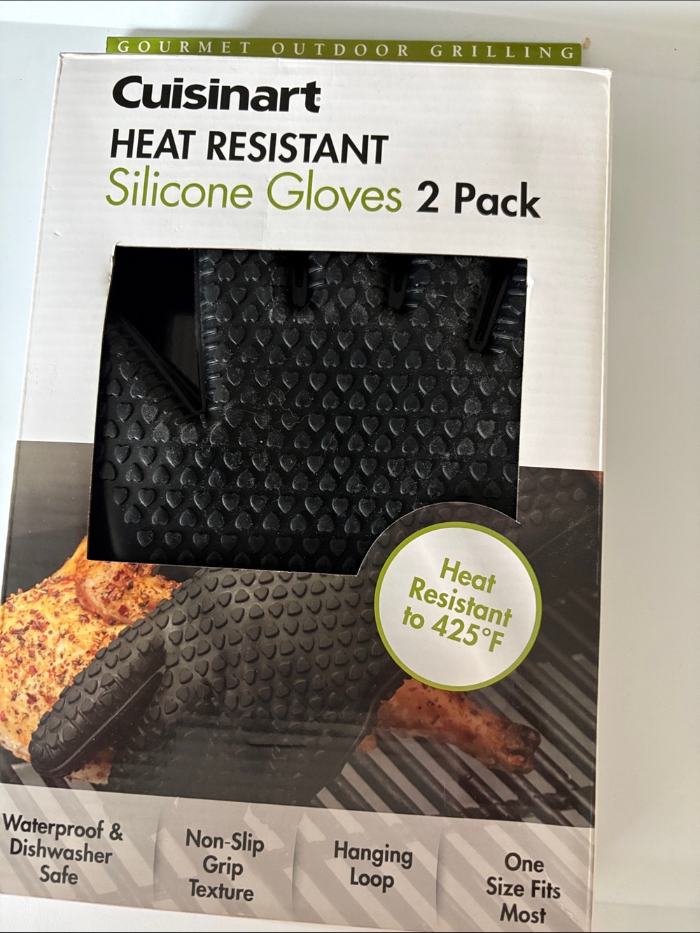 Cuisinart Heat Resistant Black Silicone Grill Gloves 2-Pack
